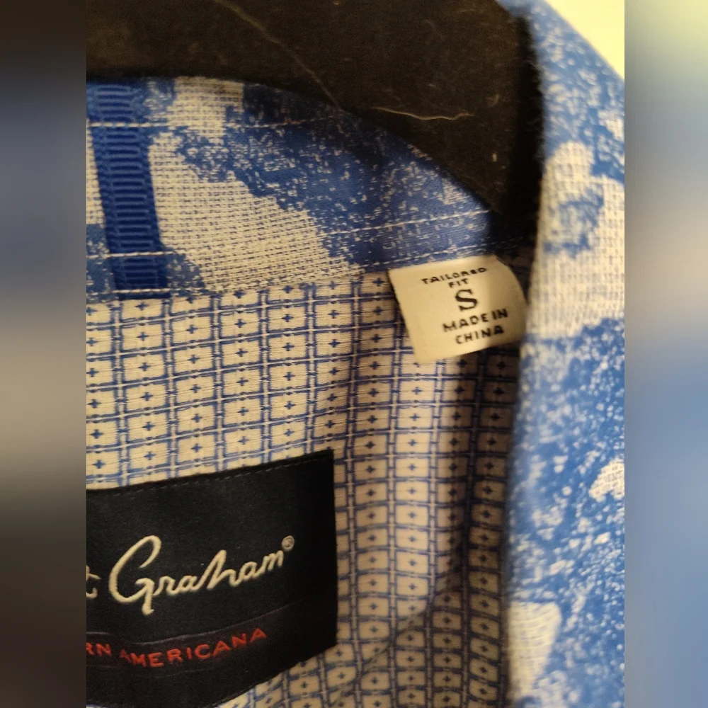 Robert Graham Men's Blue Wave Short Sleeve Woven Button Down Shirt Sz S